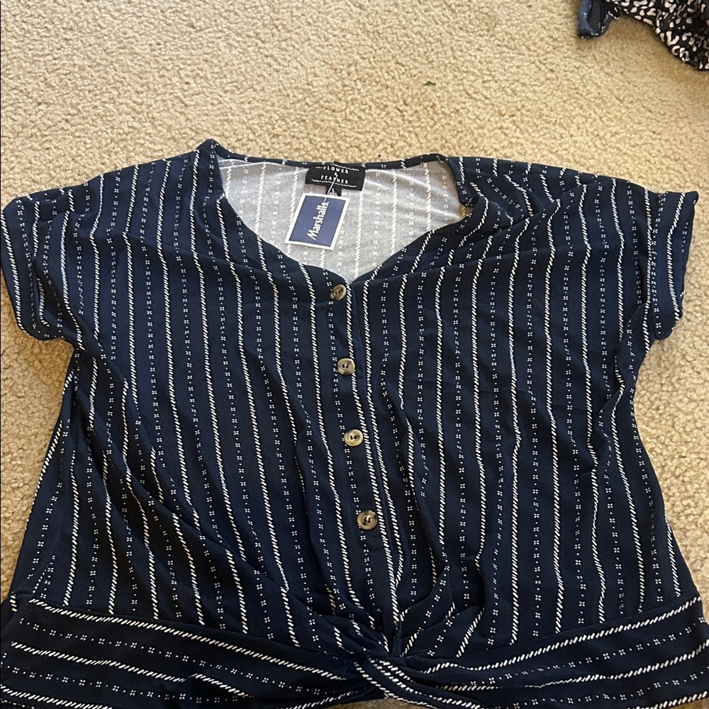 American Eagle Outfitters Navy Button-Down Shirt
